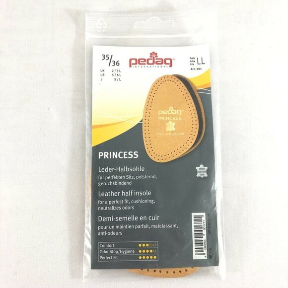 Pedag Princess Half Insole Leather Cushioning Odor Neutralizer Size 35/36 US 5/6 - Picture 1 of 3